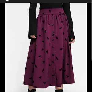 Disturbia Purple Midi Skirt with Black Motif
